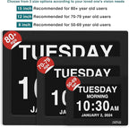 American Lifetime New 2026 Dementia Clock Large Digital Clock for Seniors, Alzeimer Clock Large Display with Custom Alarms, Clock with Day & Date for Elderly, Digital Calendar Mahogany, 15 Inch
