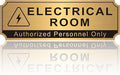 Electrical Room Sign for Business Door，Self-Adhesive Durable Brushed Gold Electric Closet Room Sticker for Home, UV and Weather Resistant Authorized Personnel Only Signs for Business ，Workplace