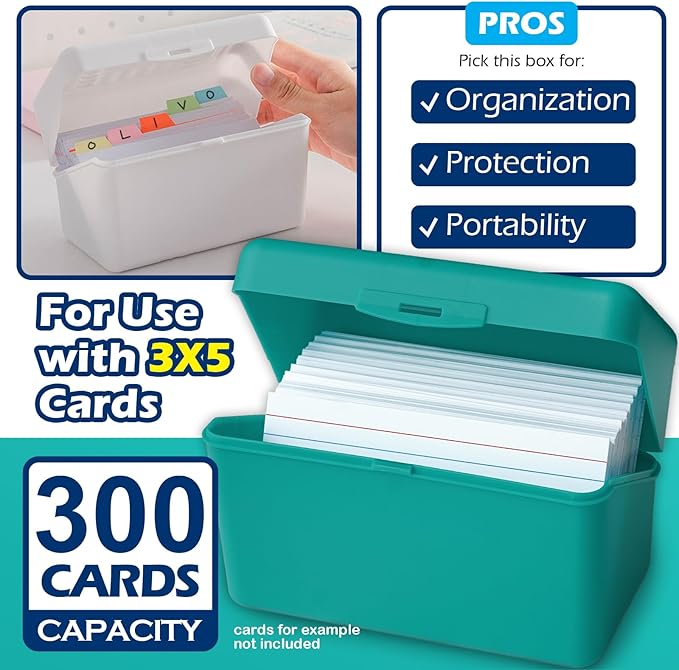 Olivo Index Card Holder Box 3x5 Flash Note Card Holder Storage File Box Organizer Case for 3"x5" Cards, Black 2 Pack