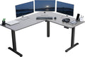 VIVO Electric Corner 63 x 55 inch L-Shaped Standing Desk, Memory Height Adjustment, Dark Gray Top Black Frame, DESK-E3CTG