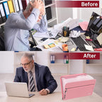 ENGPOW Accordion File Organizer,Fireproof 13 Pockets Expanding File Folder,Document Organizer Folder with Zipper＆Labels,Portable Home Travel Safe Storage for Letter A4 Files and More,Pink