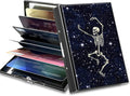 BWEGRHE Slim Credit Card Holder, Dance Skull Skeleton RFID Blocking Metal Wallet for Men & Women, Aluminum Minimalist Hard Case Pocket-Sized Business Cards Organizer (Fits Up to 10 Cards)