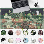 Cute Frog Kawaii Green Desk Decor Mat, Large Gaming Mouse Pad for Computer Keyboard Laptop, Home Office Accessories for Girl (31.5x15.7 in)-with Stitched Edges Pad