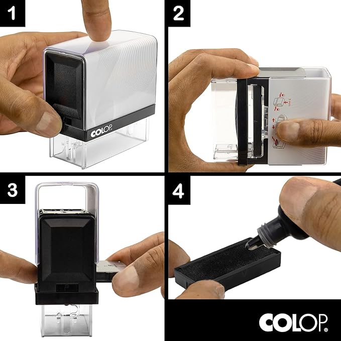 Rubber Stamp Creation COLOP Extra Small Size Self Inking Custom Signature Stamp - 15 Ink Colors, Rectangular, Multi-Colored, Up to 13 Characters per Line