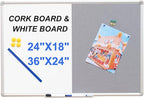 DEVELOP Grey Felt Bulletin & Magnetic Dry Erase Combo Board, 36 x 24 Inch Hanging Whiteboard/Grey Felt Bulletin Combination Board with Marker Tray, Pins, Eraser, Markers & Magnets