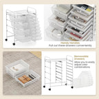 Giantex 12 Drawer Rolling Cart with Drawers, Storage Organizer Cart for Classroom Office School Teacher, Mobile Drawer Cart for Tools, Crafts, Small Printer, Clear