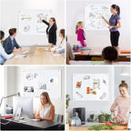 Magnetic Glass Whiteboard, 4' x 3' Glass Dry Erase Board for Wall, 48" x 36" Large Frameless White Board with 1 Marker Tray and 3 Magnets for Office, Home, Classroom - Ultra White