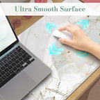 iCasso Desk Cover Mat, Extra Large Lotus Mouse Pad, Desk Pad Mat,Office Matt for Desktop Protector, Anti-Slip XXL Big Mousepad with Stitched Edges for Laptop Computer Keyboard(Green Lotus Leaf)