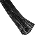 QCSIW 25ft – 1" Split Braided Cable Sleeve – Self-Wrapping Wire Loom Cord Protector for Power Cords, PC, TV, Automotive, and Audio Cable Management – Flexible Cable Organizer – Black