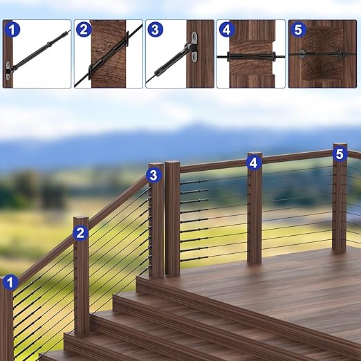 BLIKA 120 Pack Black Stainless Steel Protector Sleeves for 1/8" 5/32" or 3/16" Deck Cable Railing, for Wood/Composite Posts, T316 Marine Grade, Black Cable Railing Protector Sleeves