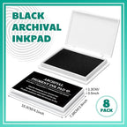 MotiMind 8 Pcs Black Archival Pigment Waterproof Ink Pad for Stamps 3.7 x 2.5 Inch Permanent Waterproof Black Ink Pad for Card Making, Stamping, Scrapbooking Gift