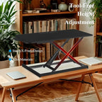 37 Inch Standing Desk Converter - Manual Pneumatic Spring, Two Monitor Stable Standing Desk Converter, 5.9" to 18.8" Height Adjustable Laptop Workstation with Keyboard Tray for Home, Company(Black)