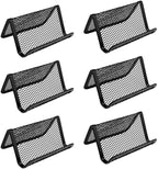 Chiyuehe Black Metal Mesh Business Card Holder Desk Business Card Organizer for Desk Office Name Card(Black, 6 Pack)