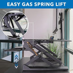 Mount-It! Standing Desk Converter Height Adjustable 47" Extra Large Wide Stand Up Desk Riser, Dual Monitor Arm Mounts, Stand Up Desk Convertor with Keyboard Tray, Fits Two Monitors up to 32"