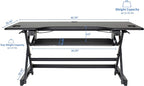 Rocelco 46" Large Height Adjustable Standing Desk Converter with Double Monitor Mount Stand BUNDLE - Quick Sit Stand Up Computer Workstation Riser - Retractable Keyboard Tray - Black (R DADRB-46-DMS)