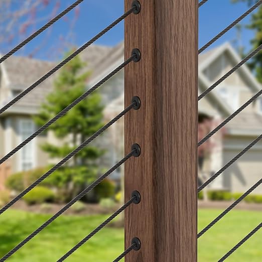 BLIKA 20 Pack 25 30 35 Degree Black Cable Railing Angle Beveled Protector Sleeves for 1/8" 5/32" 3/16", T316 Stainless Steel, Angle Protector Sleeves Stair Cable Railing Hardware Kit for Wood Posts
