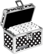 Vaultz Locking Index Card File Box with Flip Top, Holds 350 3x5 Cards, Black & White Polka Dot (VZ03715)
