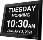 American Lifetime New 2026 Dementia Clock Large Digital Clock for Seniors, Alzeimer Clock Large Display with Custom Alarms, Clock with Day & Date for Elderly, Digital Calendar Black, 15 Inch