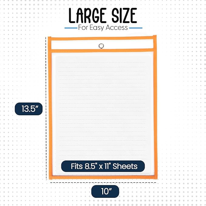 Essex Wares - 25 Pack, Assorted, Job Ticket Holders, 10" Wide x 13.5" Tall - Clear Plastic Shop Ticket Holders - Easy to Use, Reusable & Easy Erase Plastic Invoice Holders, Water-Resistant & Durable