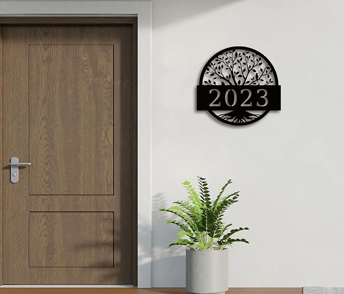 Tree Of Life Metal Wall Art Address Plaque,Custom House Address Plaques Sign, Address Numbers For Houses, Address Plaques for House, Front Door Outdoor Address Plaques Signs, Housewarming Gift