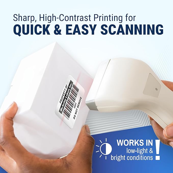 McAuley Labels Custom Asset Tags for Equipment - Numbered, Permanent - Heavy Duty Metalized Polyester, Stronger Adhesive - Barcode Label - 2x1