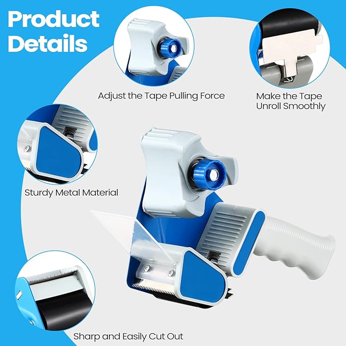 2 Pack Packing Tape Dispenser Gun with 12 Roll 2 Inch Packing Tape Gun 2.7 Mil Heavy Duty for Storing, Shipping, Moving, Carton and Box Sealing