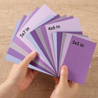 50 Sheets Small Colored Cardstock Paper 5 Colors Blank Flash Cards, 250 GSM Heavy Card Stock for DIY Art Projects, Cards (Purple, 3x5)