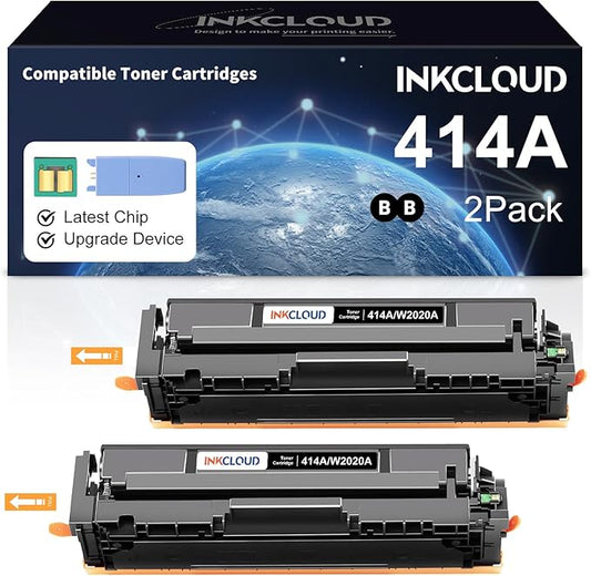 414A Toner Cartridges with Chip and Upgrade Device Compatible Toner Cartridge for HP 414A 414X W2020A Work with HP Color Pro MFP M479fdw M479fdn M454dw M454dn Printer Ink (2 Black)