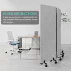 Soundproof Room Divider W/Wheels, 66in Office Dividers for Sound Proofing & Reducing, Sound Proof Dividers for Office Partitions Portable Acoustic Wall Divider (Cool Grey, 3 Panel+3 Panel)