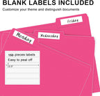 File Folder, RAZCC 150 Pack 1/3 Cut Tab File Folders Letter Size, Magenta, Folders with Tab, Great for Organizing and Easy File Storage