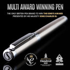 Scriveiner Stainless Steel Fountain Pen - Stunning Luxury Pen with Steel Finish, Schmidt Steel Nib (Fine), Best Pen Gift Set for Men & Women, Professional, Executive Office, Nice Designer Pens