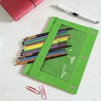 YoeeJob Pencil Pouch for 3 Ring Binder, Zipper Pencil Pouches Bulk, Pencil Case Pouch with Clear Window for Class, School, Office, Green, 24 Packs