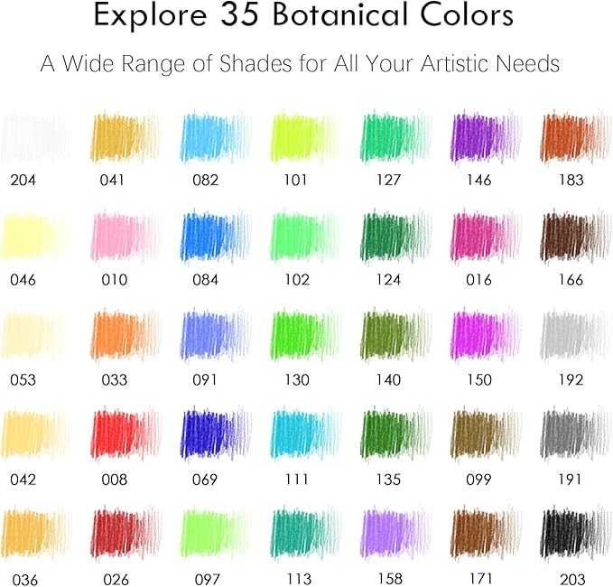 KALOUR PDAS 36-piece Green Botanical Colored Pencil Set, Pre-sharpened Wooden Colored Pencils for Adults Artists Beginners Coloring Books Drawing & Sketching