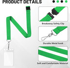 24-Pack Green Breakaway Lanyards with Waterproof Badge Holders, Polyester Neck Straps for ID Cards, Events, Office, and Schools