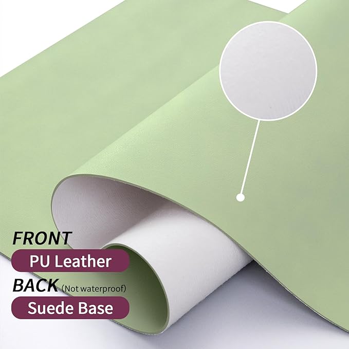 Bloss 47.2" x 24" Large Desk Mat, Leather Desk Mat, Large Mouse Pad + Keyboard Pad, Non-Slip Desk Mat Protector for Office, Home - Green