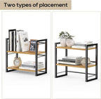 ART-GIFTREE Office Desk Shelf Organizer, Wood Desktop Bookshelf Supplies Storage Rack, Shelf for Top of Desk and Dresser (Black-2 Tier)