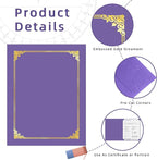 HAUTOCO 50 Packs Certificate Holders, Purple Diploma Holders, Document Award Covers Certificate Folders with Gold Foil Border for 8.5x11 Letter Size