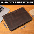 Geslun Personalized Genuine Leather Portfolio, Legal Size 8.5 x 14 Pad Holder, Custom Engraved Business Padfolio for Men Women, Zippered 14" Laptop Organizer, Professional Notepad Folio, Dark Khaki