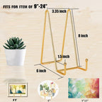 Decolore 8 inch 3 Pack Gold Plate Stands Table Top Easels Plate Holder Display Stands for Picture, Decorative Plate, Book, Photo Easel, Artistic Work
