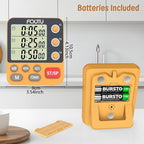 FCXJTU Digital Dual Triple Kitchen Timer, 3-Channel Magnetic Countdown Timer for Cooking, Large Display Stopwatch Multi Food Classroom Timer Loud Alarm for Seniors Teachers Battery Included (Orange)