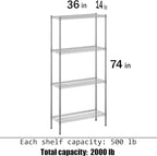 Regal Altair 14" Deep x 36" Wide x 74" Height Wire Shelving Kit | 4-Tier | NSF Commercial Storage Rack Unit