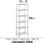 Regal Altair 18" Deep x 36" Wide x 96" Height Wire Shelving Kit | 6-Tier | NSF Commercial Storage Rack Unit