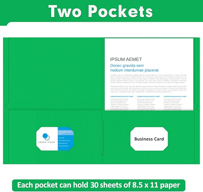 Two Pocket Folders, PANDRI 30 Pack 2 Pocket Folders, Letter Size Paper File Folder for School Office Home Business, Assorted 5 Colors