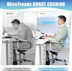 BlissTrends Donut Pillow Seat Cushion, Chair Cushions for Postpartum Pregnancy & Hemorrhoids, Tailbone Pain Relief Cushion, Memory Foam Lifting Cushions for Office&Home Chairs (Light Grey, XX-Large)