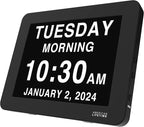 American Lifetime New 2026 Dementia Clock Large Digital Clock for Seniors, Alzeimer Clock Large Display with Custom Alarms, Clock with Day & Date for Elderly, Digital Calendar Premium Black Pro