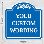 Custom Decorative Sign, Personalized Metal Sign for Business, Driveway, Home, Airbnb, Office Door Plaque, Blue Background, 18x18 Inches, ACM, Fade Resistant, Made in USA
