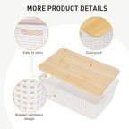 Anywish Storage Bins with Lids 10 Packs, Plastic Storage Bins with Bamboo Lids for Pantry Organization and Storage Containers for Shelves Drawers Desktop Closet Playroom Classroom Office Home, White