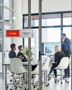 Conference Room In Use/Available Sign - Magnetic Door Slider, 7"x2" Non-Scratch Office Door Sign with Privacy Slider for Meeting Rooms, Offices, Restrooms - Silver