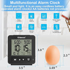 Geevon Small Atomic Travel Alarm Clock with Auto/8s Backlight, 2 Alarm Settings, Temperature, Increasing Beep Sounds Digital Atomic Travel Clock Battery Operated for Bedroom, Bedside, Black