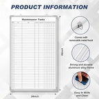 Lined Whiteboard Blank Grid Aluminum Frame Dry Erase Board Reusable Wall Mounted Board for Scheduling, to Do Lists Weekly Planning Home Work(36 x 24 Inch,Vertical Maintenance Tasks)